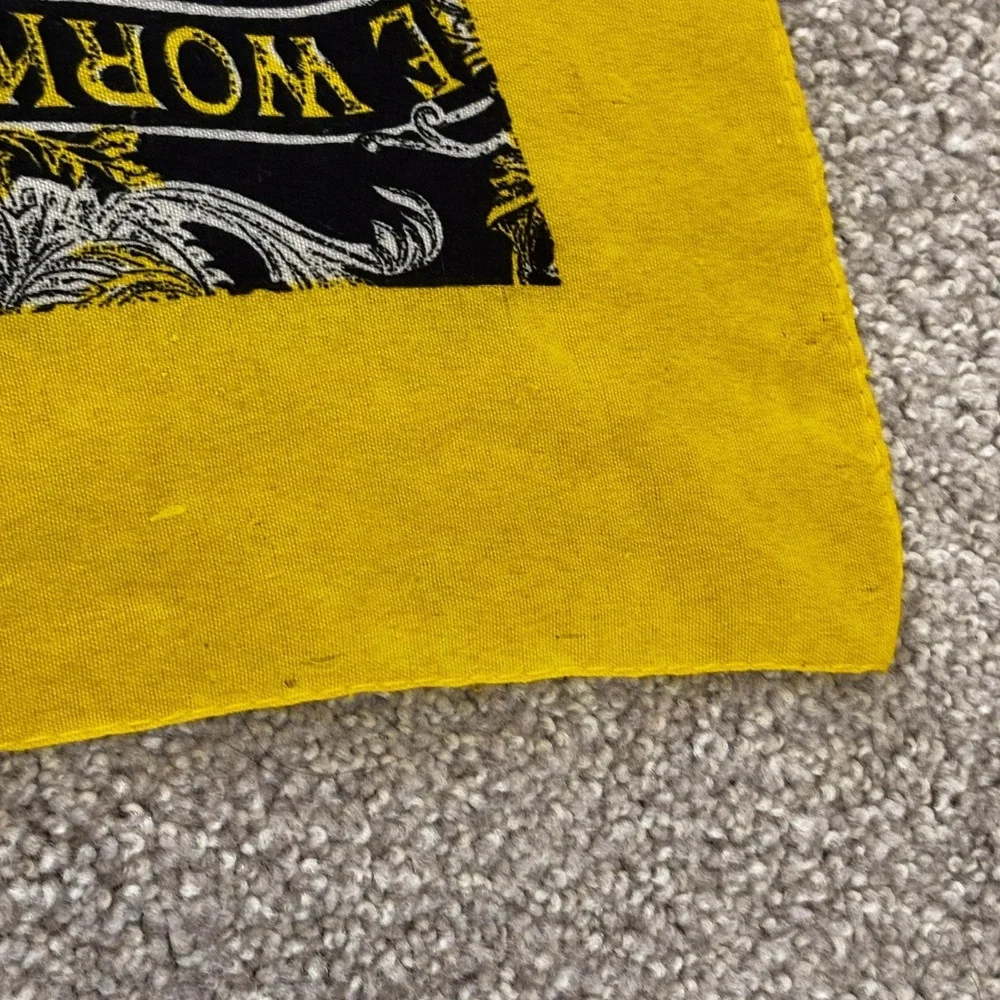 Gianfranco Ferre Scarf Womens O/S Black Yellow Square Satin Workers Union Print